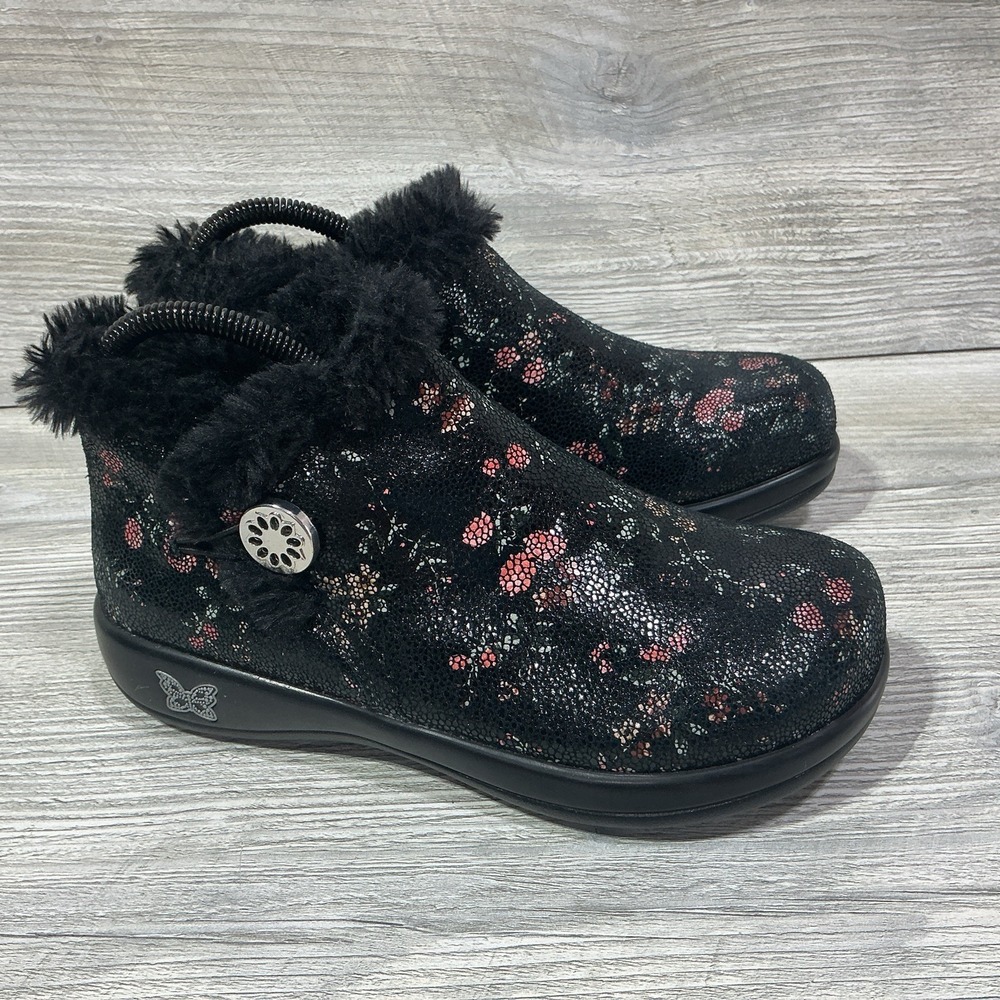 Alegria Womens MER 346 Zip Boots Ankle 36-6/6.5 US Floral Colorful Shimmer Print